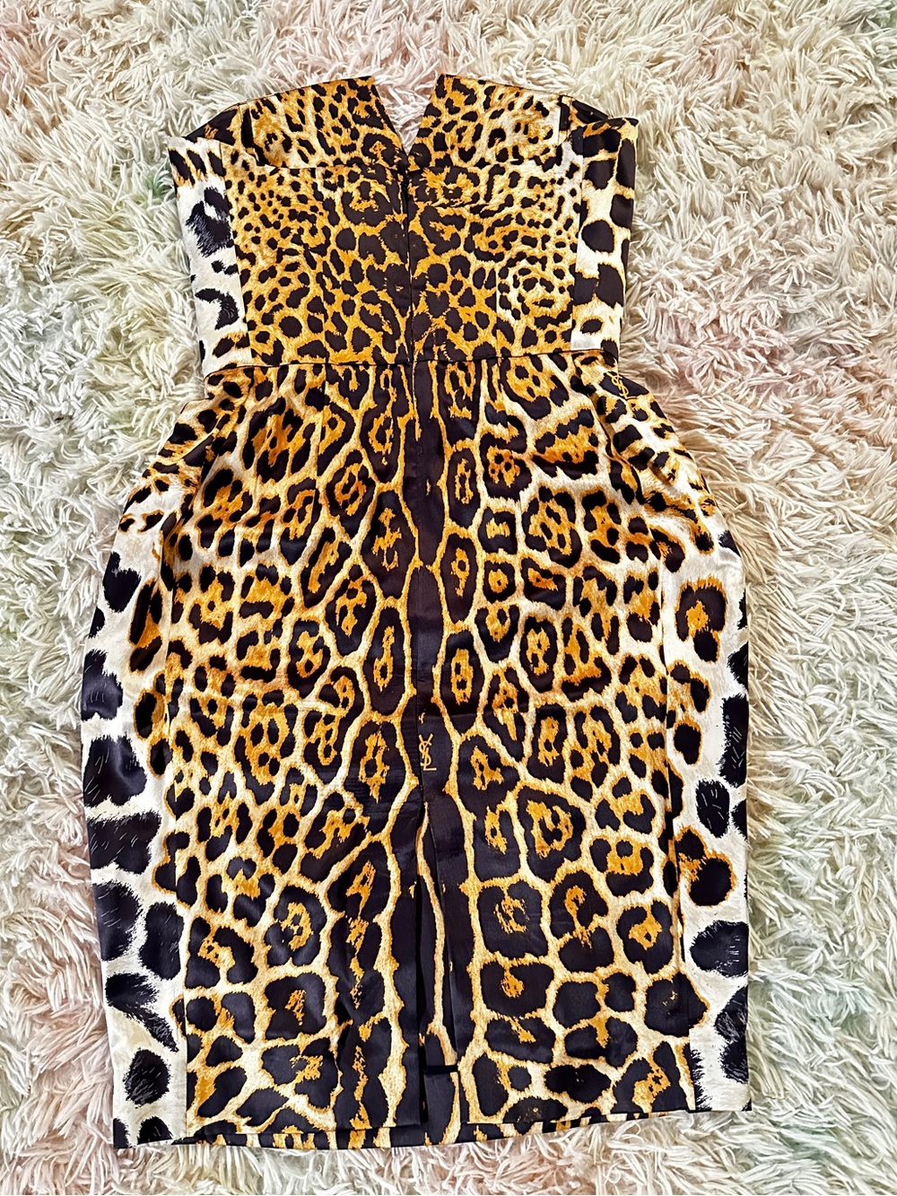 Yves Saint Laurent Vintage Leopard Print Strapless Dress Size 38 - Picture 7 of 16